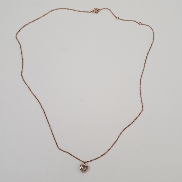 EF Collection 14K Rose Gold White Topaz Diamond 0.05 ctw Trillion Neckla… - Picture 3 of 7